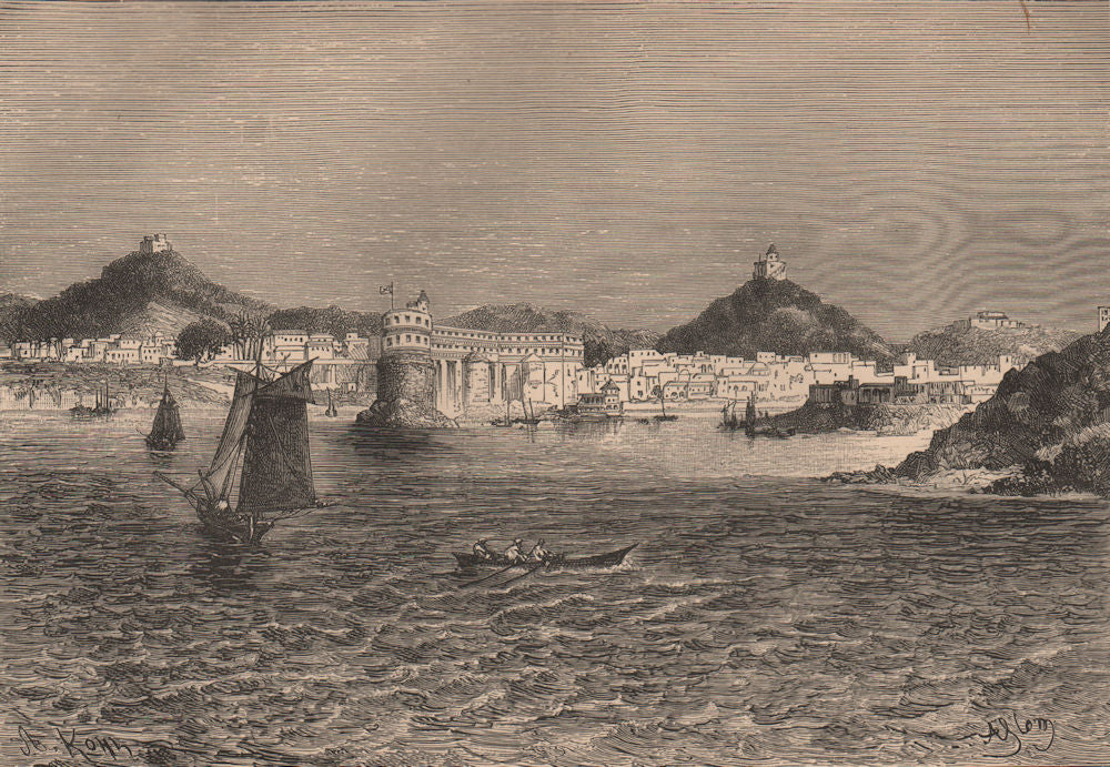 Cape Coast - Seaward view. Ghana. Upper Guinea 1885 old antique print picture